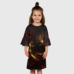 Платье клеш для девочки Огненные объемные плитки, цвет: 3D-принт — фото 2