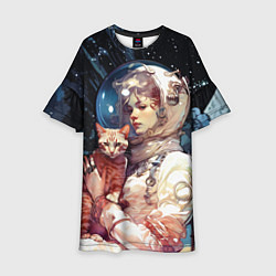 Детское платье Девушка космонавт с рыжим котом