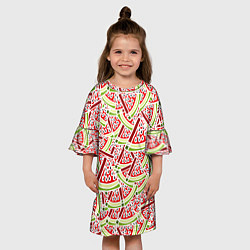 Платье клеш для девочки Абстракция арбуз, цвет: 3D-принт — фото 2
