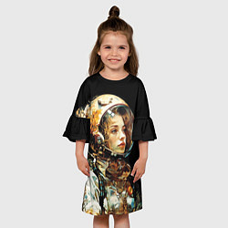 Платье клеш для девочки Космическая туристка, цвет: 3D-принт — фото 2