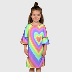 Платье клеш для девочки Сердце - пастельные цвета, цвет: 3D-принт — фото 2