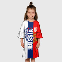 Платье клеш для девочки Russia national team: white blue red, цвет: 3D-принт — фото 2