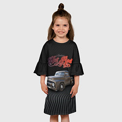 Платье клеш для девочки Хот род на базе модели Ford F-100, цвет: 3D-принт — фото 2