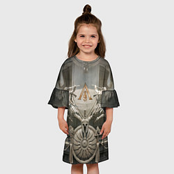 Платье клеш для девочки Знаки братства ассасинов, цвет: 3D-принт — фото 2