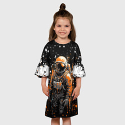 Платье клеш для девочки Астронавт в красках, цвет: 3D-принт — фото 2