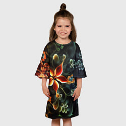 Платье клеш для девочки Абстрактные цветы, цвет: 3D-принт — фото 2