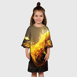 Платье клеш для девочки Золотые волны, цвет: 3D-принт — фото 2