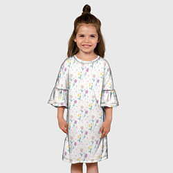 Платье клеш для девочки Весенний паттерн с цветами, цвет: 3D-принт — фото 2