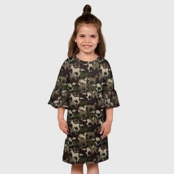 Платье клеш для девочки Лошади - камуфляж, цвет: 3D-принт — фото 2