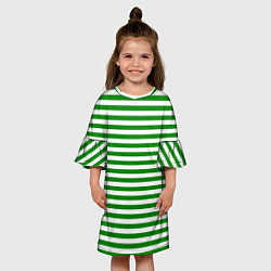 Платье клеш для девочки Тельняшка зеленая Пограничных войск, цвет: 3D-принт — фото 2