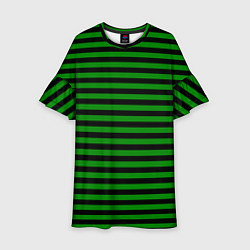 Платье клеш для девочки Черно-зеленые полосы, цвет: 3D-принт