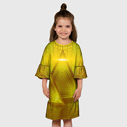 Платье клеш для девочки Золотые пирамиды и треугольники, цвет: 3D-принт — фото 2