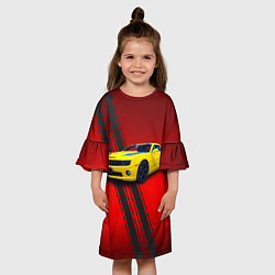 Платье клеш для девочки Спортивный американский автомобиль Chevrolet Camar, цвет: 3D-принт — фото 2