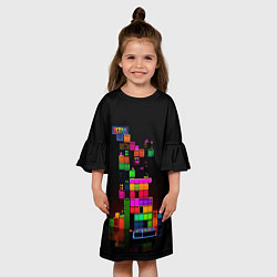 Платье клеш для девочки Яркий тетрис, цвет: 3D-принт — фото 2