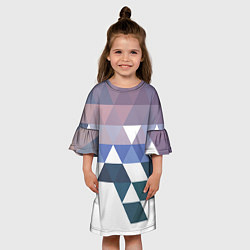 Платье клеш для девочки Абстрактные разноцветные треугольники в паттерне, цвет: 3D-принт — фото 2