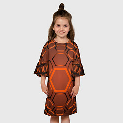Платье клеш для девочки Оранжевая техноброня, цвет: 3D-принт — фото 2