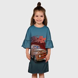 Платье клеш для девочки Американская пикап 50-х годов в rat стиле, цвет: 3D-принт — фото 2