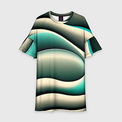 Платье клеш для девочки Зеленая плавная волна, цвет: 3D-принт