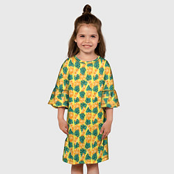 Платье клеш для девочки Летний паттерн с апельсинами, цвет: 3D-принт — фото 2