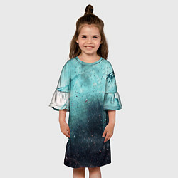 Платье клеш для девочки Светло-синий тени и краски, цвет: 3D-принт — фото 2