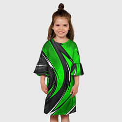 Платье клеш для девочки Зеленая органическая броня, цвет: 3D-принт — фото 2