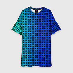 Платье клеш для девочки Сине-зеленый геометрический узор, цвет: 3D-принт