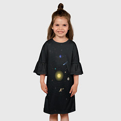 Платье клеш для девочки Солнце и планеты, цвет: 3D-принт — фото 2