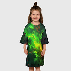 Платье клеш для девочки Зеленое свечение молния, цвет: 3D-принт — фото 2