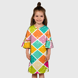 Платье клеш для девочки Весёлые ромбики, цвет: 3D-принт — фото 2