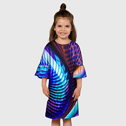 Платье клеш для девочки Неоновый водоворот, цвет: 3D-принт — фото 2