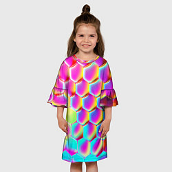 Платье клеш для девочки Розовая чешуя - текстура, цвет: 3D-принт — фото 2