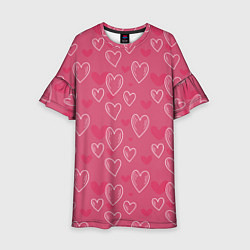Платье клеш для девочки Нарисованные сердца паттерн, цвет: 3D-принт
