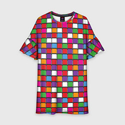 Платье клеш для девочки Color cubes, цвет: 3D-принт