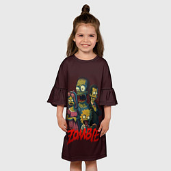 Платье клеш для девочки Симпсоны зомби, цвет: 3D-принт — фото 2