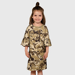 Платье клеш для девочки Коричнево-желтый камуфляжный фон, цвет: 3D-принт — фото 2