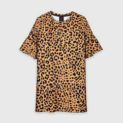 Платье клеш для девочки Оранжевое леопардовое поле, цвет: 3D-принт