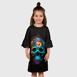 Платье клеш для девочки Космический череп - нейронная сеть, цвет: 3D-принт — фото 2