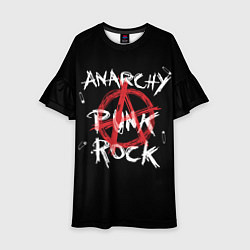 Платье клеш для девочки Анархия - панк рок, цвет: 3D-принт