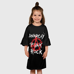 Платье клеш для девочки Анархия - панк рок, цвет: 3D-принт — фото 2