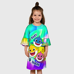 Платье клеш для девочки Baby Shark Brooklyn and friends, цвет: 3D-принт — фото 2