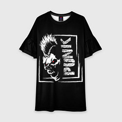 Платье клеш для девочки Панк - череп с ирокезом, цвет: 3D-принт