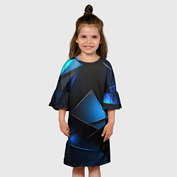 Платье клеш для девочки Blue black texture, цвет: 3D-принт — фото 2