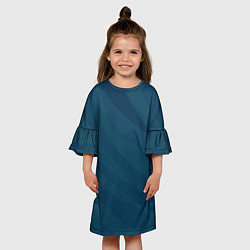 Платье клеш для девочки Сине-зеленый плавные полосы, цвет: 3D-принт — фото 2