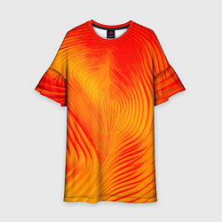 Платье клеш для девочки Фантазия в красном и желтом, цвет: 3D-принт