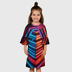 Платье клеш для девочки Неоновые трубы, цвет: 3D-принт — фото 2