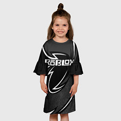 Платье клеш для девочки Роблокс - белая линия, цвет: 3D-принт — фото 2