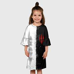Платье клеш для девочки Ведьмак - знаки, цвет: 3D-принт — фото 2