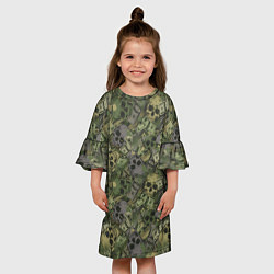 Платье клеш для девочки Камуфляж с черепами и долларами, цвет: 3D-принт — фото 2