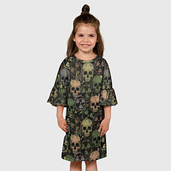 Платье клеш для девочки Черепа со знаками радиактивности, цвет: 3D-принт — фото 2