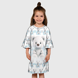 Платье клеш для девочки Плюшевый белый медведь, цвет: 3D-принт — фото 2